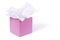 Pink kleenex style tissue box isolated on white background