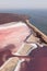 Pink Koyashskoye salt lake aerial panoramic view