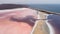 Pink Koyashskoye salt lake aerial panoramic view