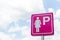 Pink label sign priority car park for lady first in the gas station. symbol of carpark. priority benefits of the special people. i