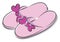 Pink ladies slippers with purple bow vector illustration