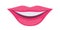 Pink lady\'s lips icon. Smile symbol.