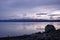 Pink lake Pukaki at sunrise in New Zealand