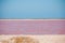 Pink lake. Striking red pool used in the production of salt near Rio Lagartos, Mexico, Yucatan