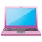 Pink laptop on a white background.