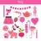 Pink. Learn the color. Education set. Illustration of primary co