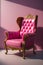 pink leather chair rtx shadows perfect composition beautiful detailed generated by ai