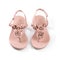 Pink leather woman summer sandals on white