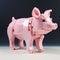 Pink Lego Pig: A Dada-inspired 3d Model With Precisionist Lines