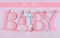 Pink letters bunting spelling Baby