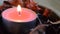 Pink light candle with potpuorri for relaxation, romantic, spa, wellness concepts