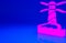 Pink Lighthouse icon isolated on blue background. Minimalism concept. 3d illustration 3D render