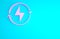 Pink Lightning bolt icon isolated on blue background. Flash sign. Charge flash icon. Thunder bolt. Lighting strike
