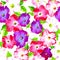 Pink and lilac flowers, watercolor raster seamless pattern