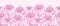 Pink lillies lineart horizontal border seamless