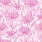 Pink lillies lineart seamless pattern background