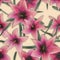 Pink lilly seamless pattern background glass effect