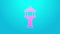 Pink line Airport control tower icon isolated on blue background. 4K Video motion graphic animation