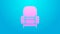 Pink line Armchair icon isolated on blue background. 4K Video motion graphic animation