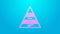 Pink line Business pyramid chart infographics icon isolated on blue background. Pyramidal stages graph elements. 4K