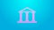 Pink line Courthouse building icon isolated on blue background. Building bank or museum. 4K Video motion graphic
