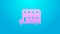Pink line Double decker bus icon isolated on blue background. London classic passenger bus. Public transportation symbol