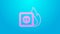 Pink line Electric wiring of socket in fire icon isolated on blue background. Electrical safety concept. Plug outlet on