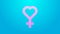 Pink line Female gender symbol icon isolated on blue background. Venus symbol. The symbol for a female organism or woman