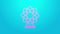 Pink line Ferris wheel icon isolated on blue background. Amusement park. Childrens entertainment playground, recreation