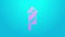 Pink line Firework rocket icon isolated on blue background. Concept of fun party. Explosive pyrotechnic symbol. 4K Video