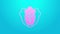 Pink line Fresh cabbage vegetable icon isolated on blue background. 4K Video motion graphic animation