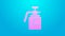 Pink line Garden sprayer for water, fertilizer, chemicals icon isolated on blue background. 4K Video motion graphic