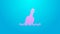 Pink line Glass bottle with a message in water icon isolated on blue background. Letter in the bottle. Pirates symbol