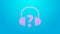 Pink line Headphones icon isolated on blue background. Support customer service, hotline, call center, faq, maintenance