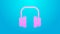 Pink line Headphones icon isolated on blue background. Support customer service, hotline, call center, faq, maintenance