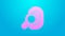 Pink line Hearing aid icon isolated on blue background. Hearing and ear. 4K Video motion graphic animation