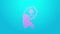 Pink line Helping hand icon isolated on blue background. 4K Video motion graphic animation