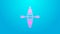Pink line Kayak and paddle icon isolated on blue background. Kayak and canoe for fishing and tourism. Outdoor activities