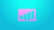Pink line Laptop with graph chart icon isolated on blue background. Report text file icon. Accounting sign. Audit