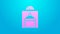 Pink line Lift icon isolated on blue background. Elevator symbol. 4K Video motion graphic animation