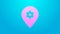 Pink line Location with car service icon isolated on blue background. Auto mechanic service. Repair service auto