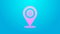 Pink line Location tailor shop icon isolated on blue background. 4K Video motion graphic animation