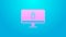 Pink line Lock on computer monitor screen icon isolated on blue background. Security, safety, protection concept. Safe