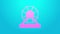 Pink line Lottery machine icon isolated on blue background. Lotto bingo game of luck concept. Wheel drum leisure. 4K