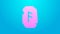 Pink line Magic rune icon isolated on blue background. Rune stone. 4K Video motion graphic animation