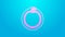 Pink line Magic symbol of Ouroboros icon isolated on blue background. Snake biting its own tail. Animal and infinity