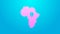 Pink line Map of Africa icon isolated on blue background. 4K Video motion graphic animation