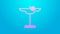 Pink line Margarita cocktail glass with lime icon isolated on blue background. 4K Video motion graphic animation
