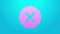 Pink line X Mark, Cross in circle icon isolated on blue background. Check cross mark icon. 4K Video motion graphic