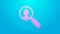 Pink line Medical analysis icon isolated on blue background. Medicine help. Pharmacy medication symbol. 4K Video motion